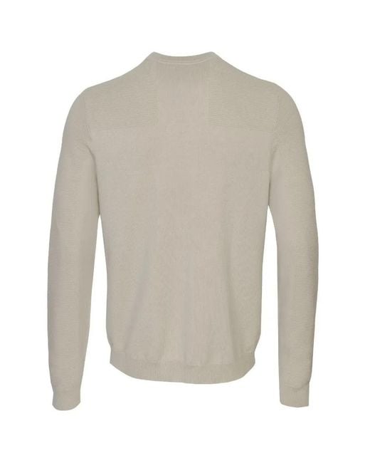 Boss White Ribbed Crew-Neck Sweater for men