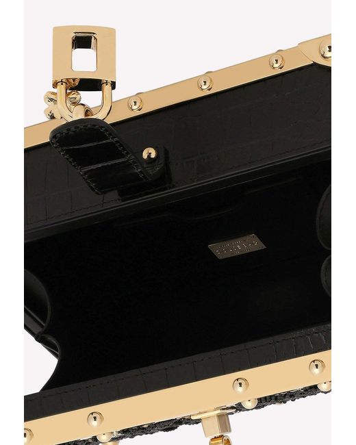 Dolce & Gabbana Black Dolce Box Leopard-Pattern Bag