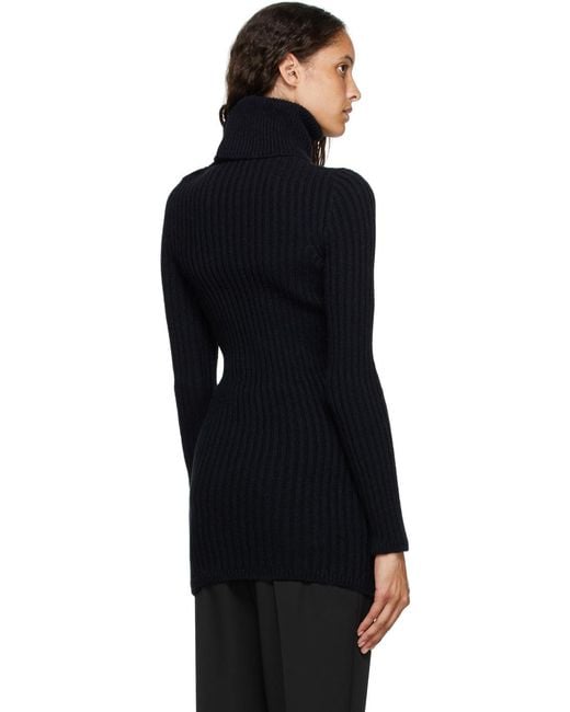 Saint Laurent Black Fold-Over Collar Jumper