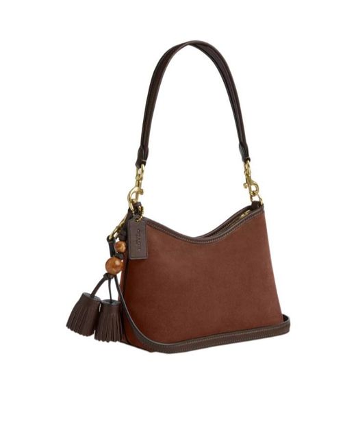 COACH Brown Laurel Small Shoulder Bag With Tassels
