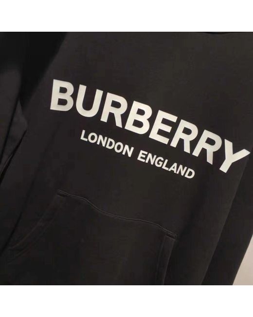 Burberry Black Logo Print Oversized Hoodie for men
