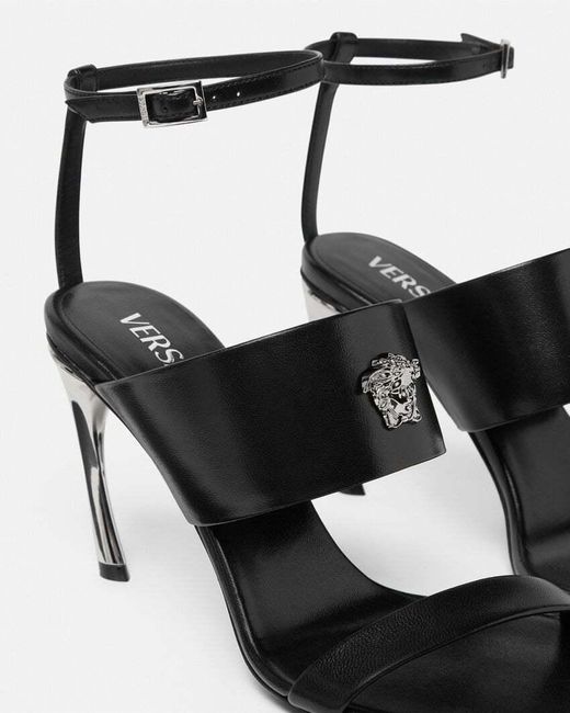 Versace Black Medusa Head-Embellished Ankle-Strap Sandals