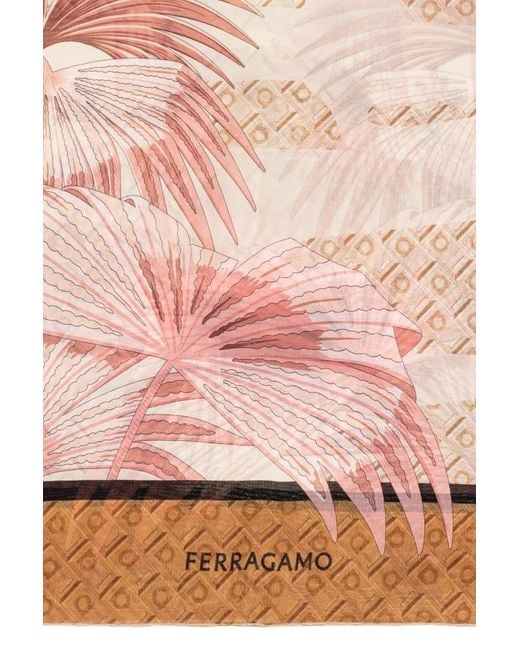 Ferragamo Pink Ferragamo Patterned Print Scarf