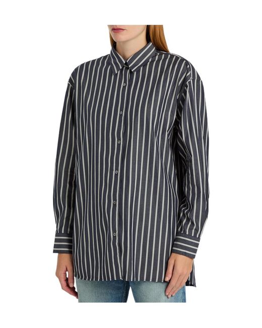 Nili Lotan Black Striped Long-Sleeved Shirt