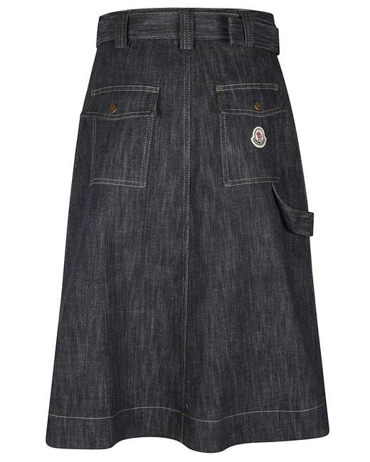 Moncler Blue Buckled Button Detailed Skirt