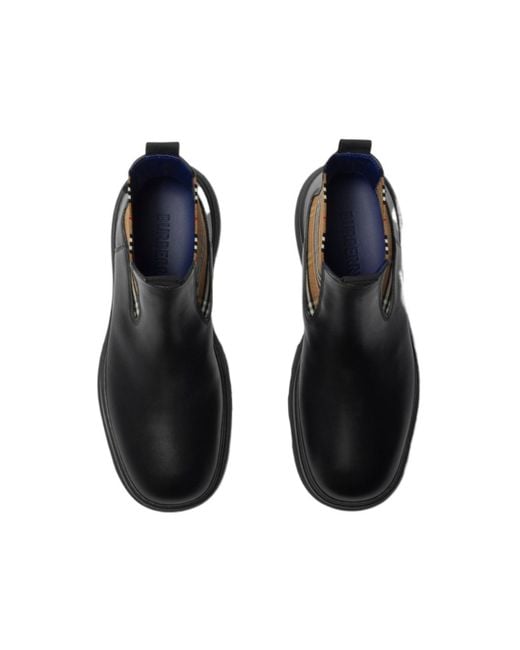 Burberry Black Check Pattern Ankle Boots for men