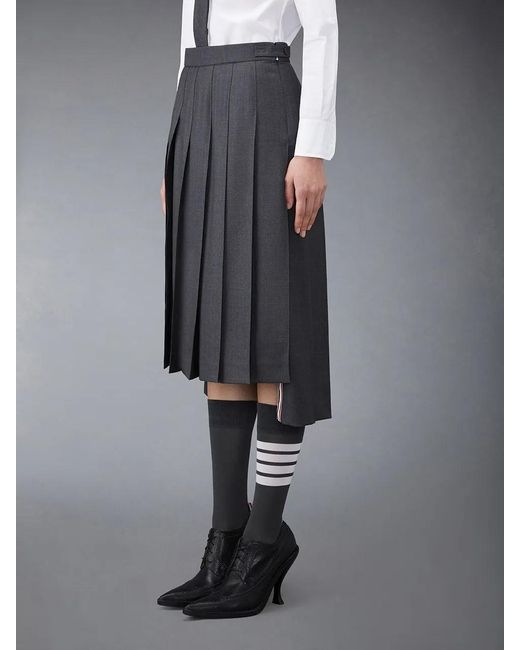 Thom Browne Black High-Waist Pleated Midi Skirt
