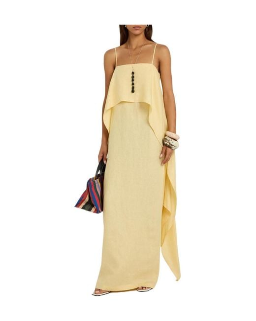 Staud Metallic Draped Linen Maxi Dress