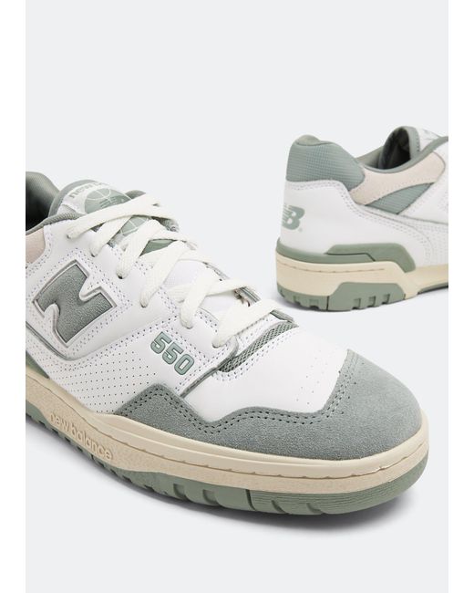 New Balance White 550 Lace-Up Sneakers for men