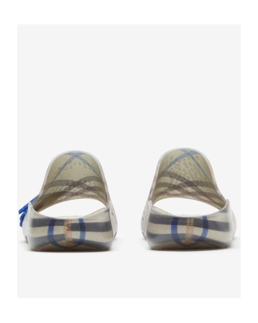 Burberry White Stingray Checked Equestrian Knight Motif Slides for men
