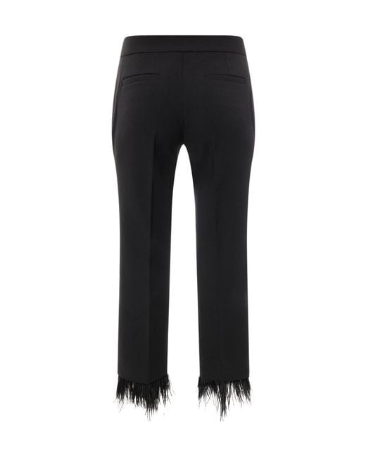 MICHAEL Michael Kors Black Feather Detailed Stretch Trousers