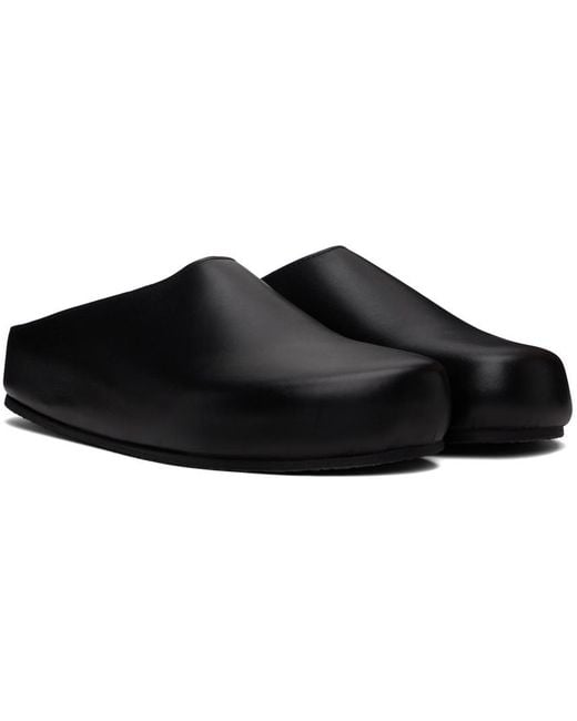 Studio Nicholson Black Round-Toe Leather Slippers for men