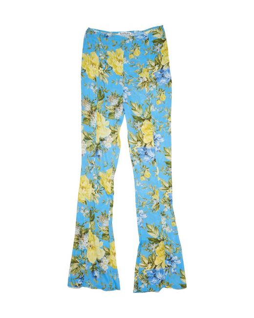 Acne Blue Floral Printed Horn Trousers