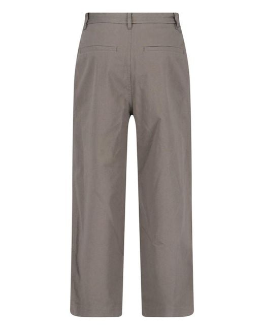 Low Classic Gray Pleated Straight-Leg Pants