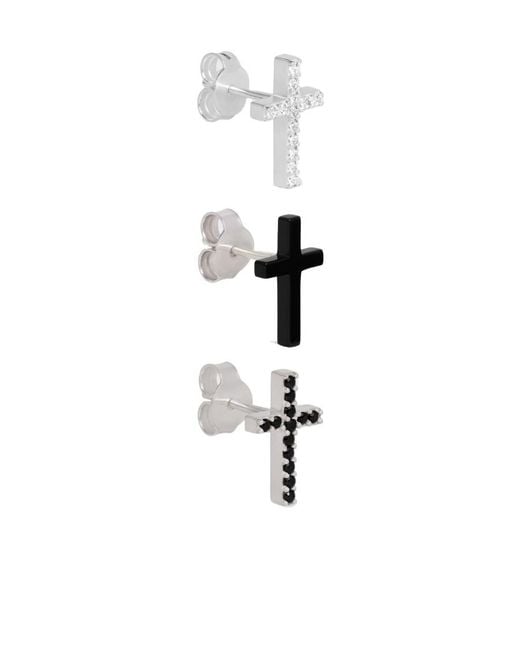 Céline White Cross Set Of 3 Studs for men
