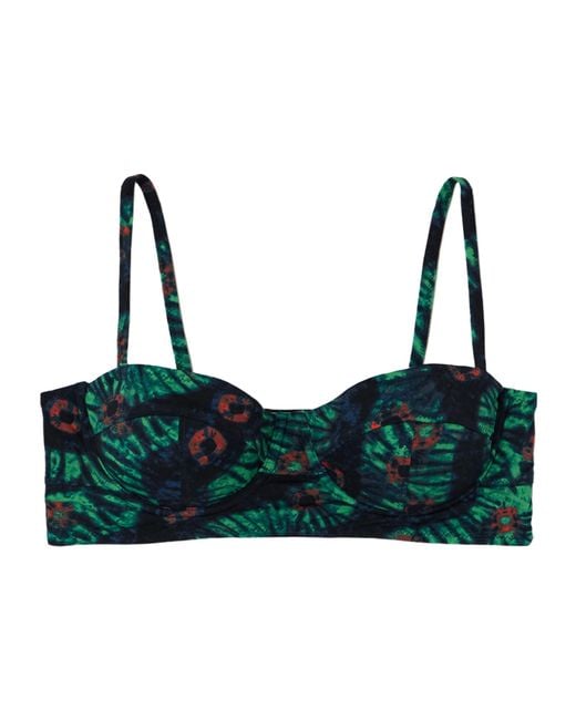 Ulla Johnson Green Printed Underwire Bikini Top