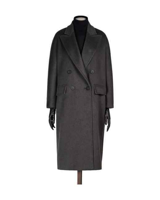 Max Mara Black Angus Double-Breasted Oversized Coat