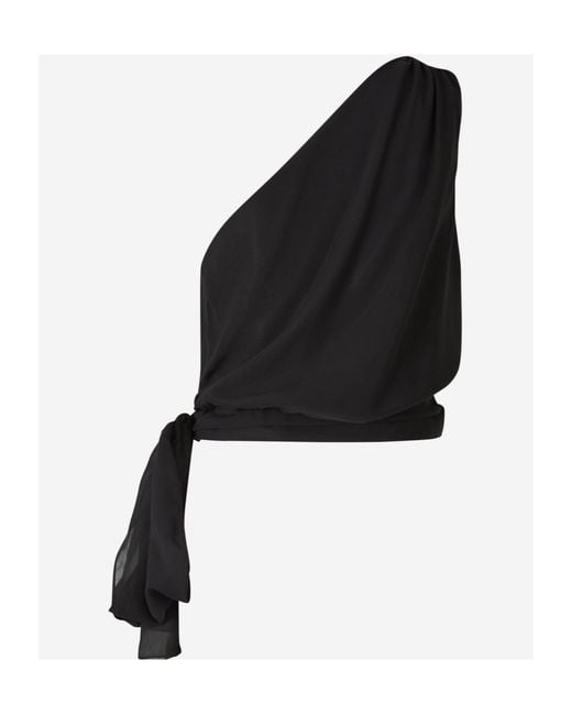 Peserico Black Asymmetrical Draped Blouse