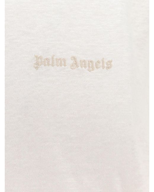 Palm Angels White Logo Embroidered Crewneck T-Shirt for men