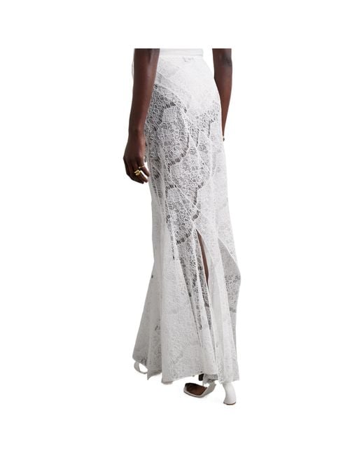 A.W.A.K.E. MODE White Recycled-Lace Maxi Skirt
