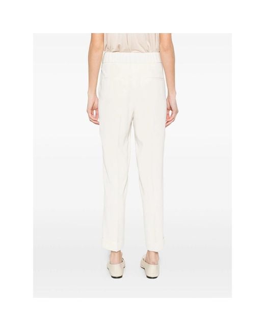 Peserico White Cropped Tailored Pants