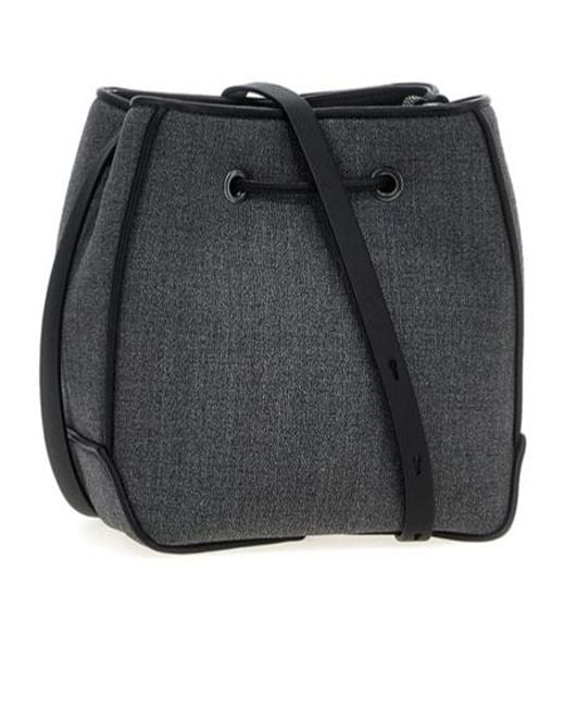 Brunello Cucinelli Gray Monile Drawstring Bucket Bag