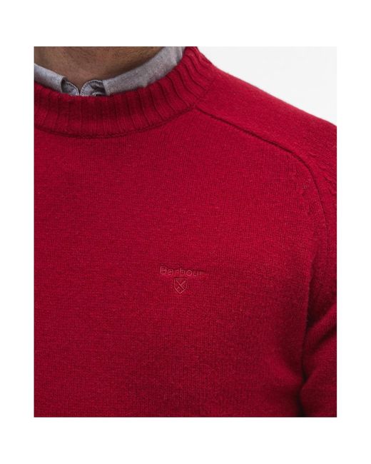 Barbour Red Crew Neck Sweater for men
