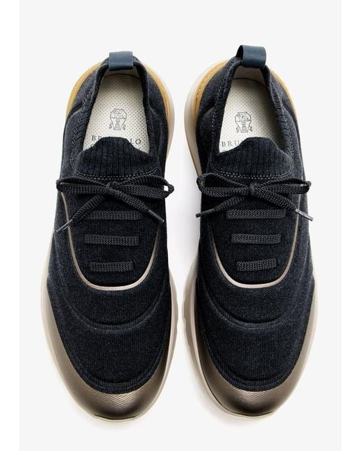 Brunello Cucinelli Black Round Toe Sneakers for men