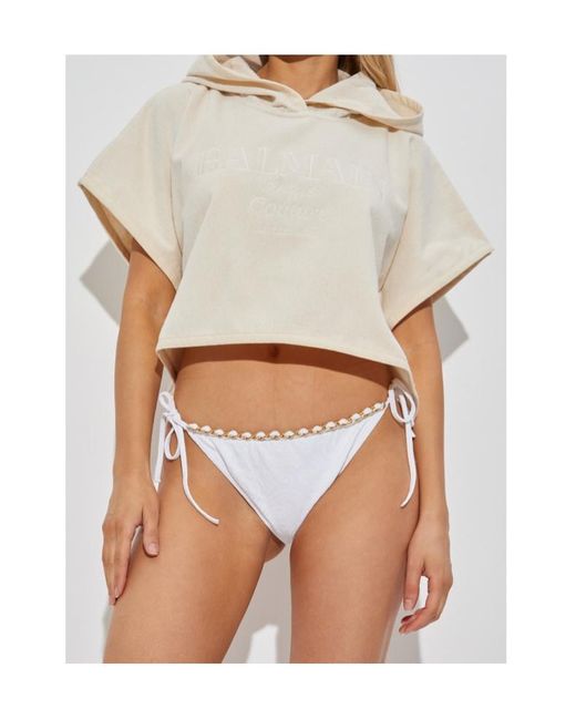 Balmain White Cropped Poncho