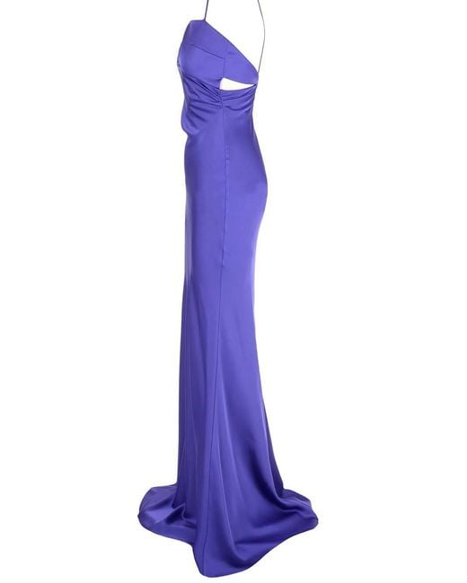 The Attico Purple The Melva Asymmetrical Maxi Dress