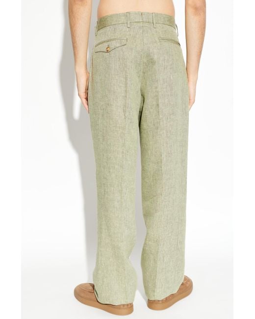 Etro Green Herringbone Tailored Pants for men