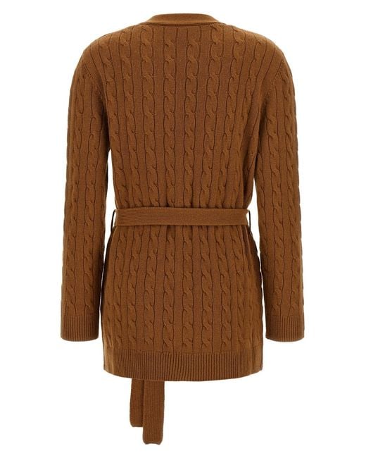 Valentino Brown Belted Button-Up Cardigan