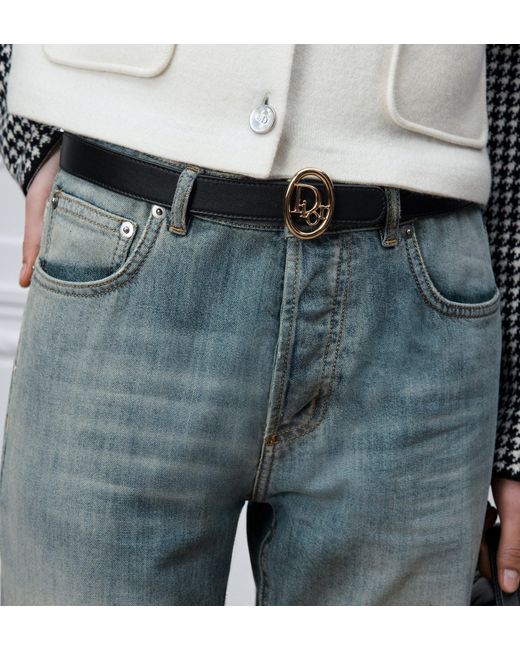 Dior White Reversible Oblique Belt