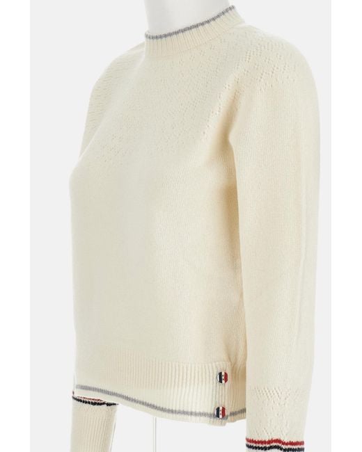 Thom Browne White Round Neck Jumper