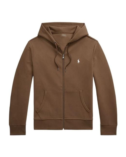Polo Ralph Lauren Brown Pony Embroidered Zip-Up Hoodie for men