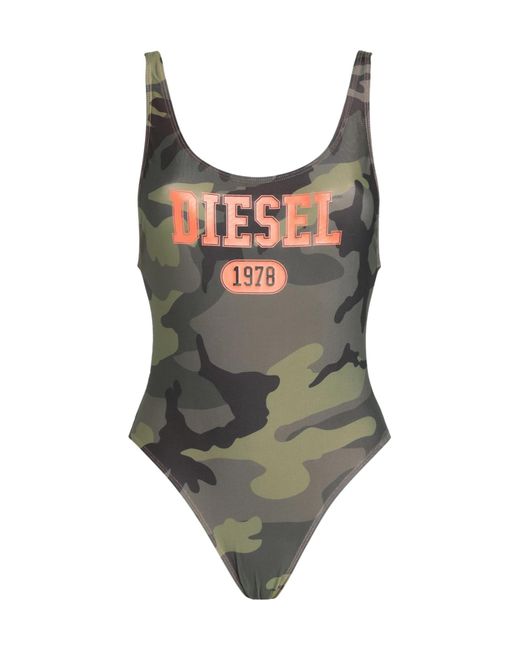 DIESEL Brown Camouflage Print Swimsuit