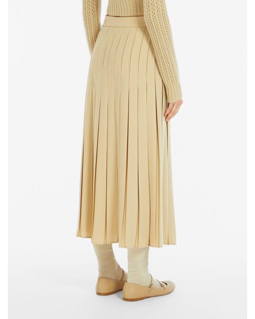 Max Mara Natural Luisa Pleated A-Line Skirt