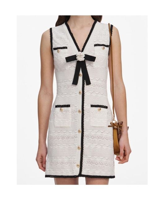 Self-Portrait White Knit Mini Dress