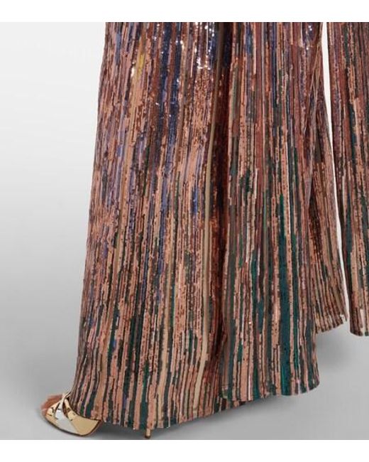 Elie Saab Multicolor Strapless Gown Adorned With A Sequined Scarf