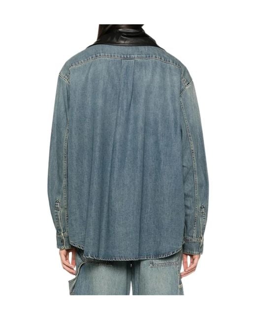 DARKPARK Blue Color-Block Collar Denim Shirt