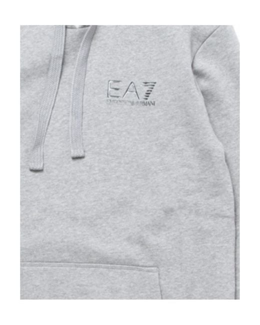 EA7 Gray Logo Hooded Sweater for men
