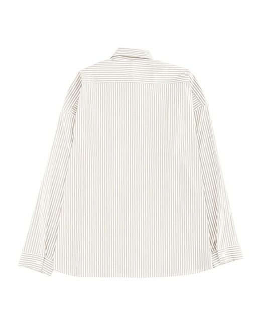 sunflower White Striped Long Sleeved Shirt for men