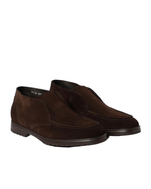 Doucal's Brown Round-Toe Ankle Boots for men