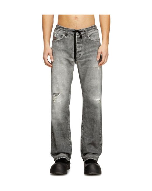 DIESEL Gray 2080 D-Reel Relaxed Regular Wais Distressed Jeans for men