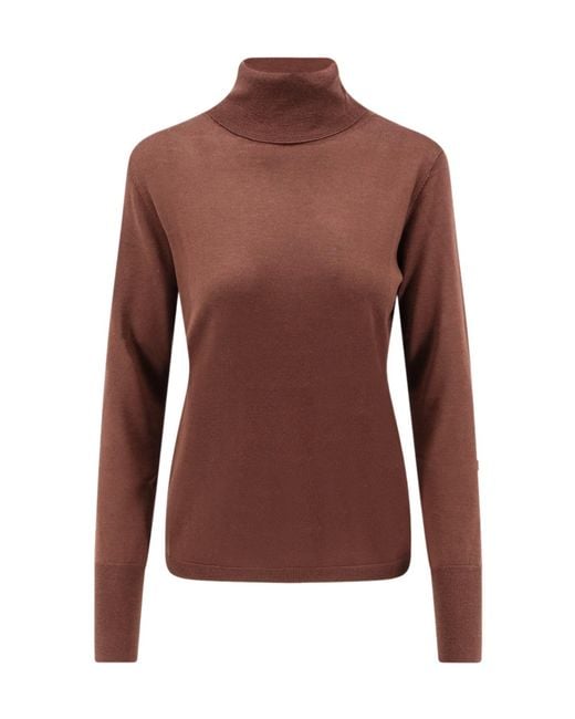 Aspesi Brown Fine Knit Turtleneck Sweater