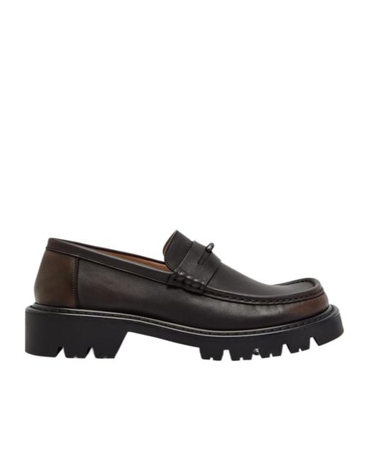 Loewe Black Sierra Leather Platform Loafers for men