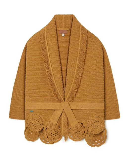 Alanui Brown Island Memories Crochet Cardigan