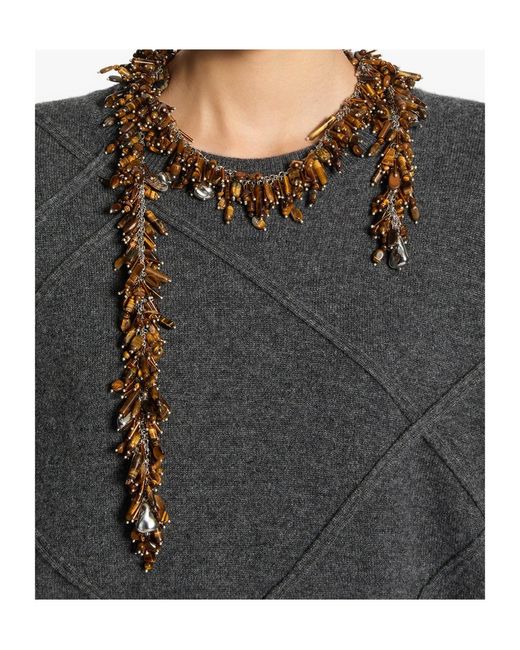 Dries Van Noten White Embroidered Scarf Necklace