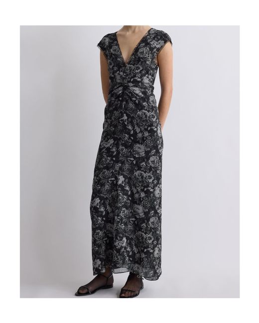 TOVE Black Luana Dress Rose Print