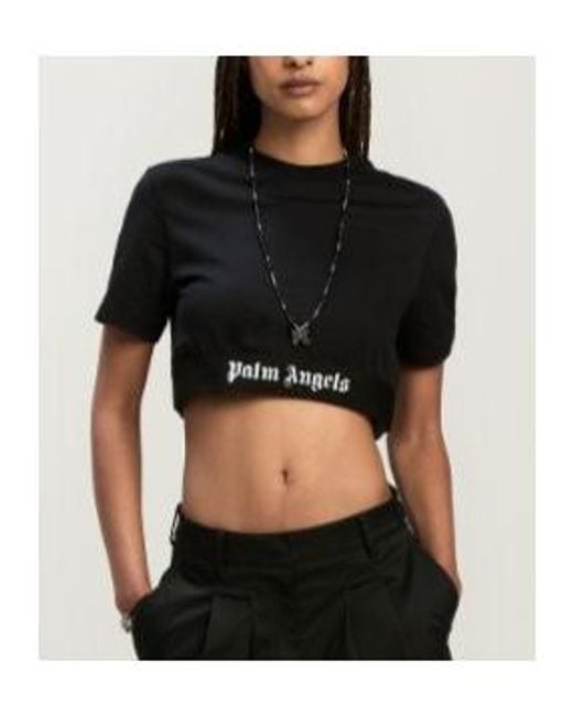 Palm Angels Black Logo Tape Cropped Top